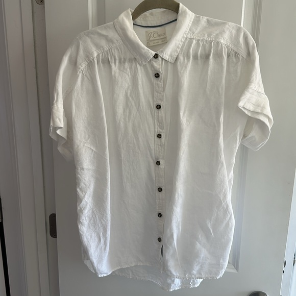 J Crew Relaxed Fit Baird McNutt Linen Button Down Short Sleeve Top Size M - Picture 8 of 12